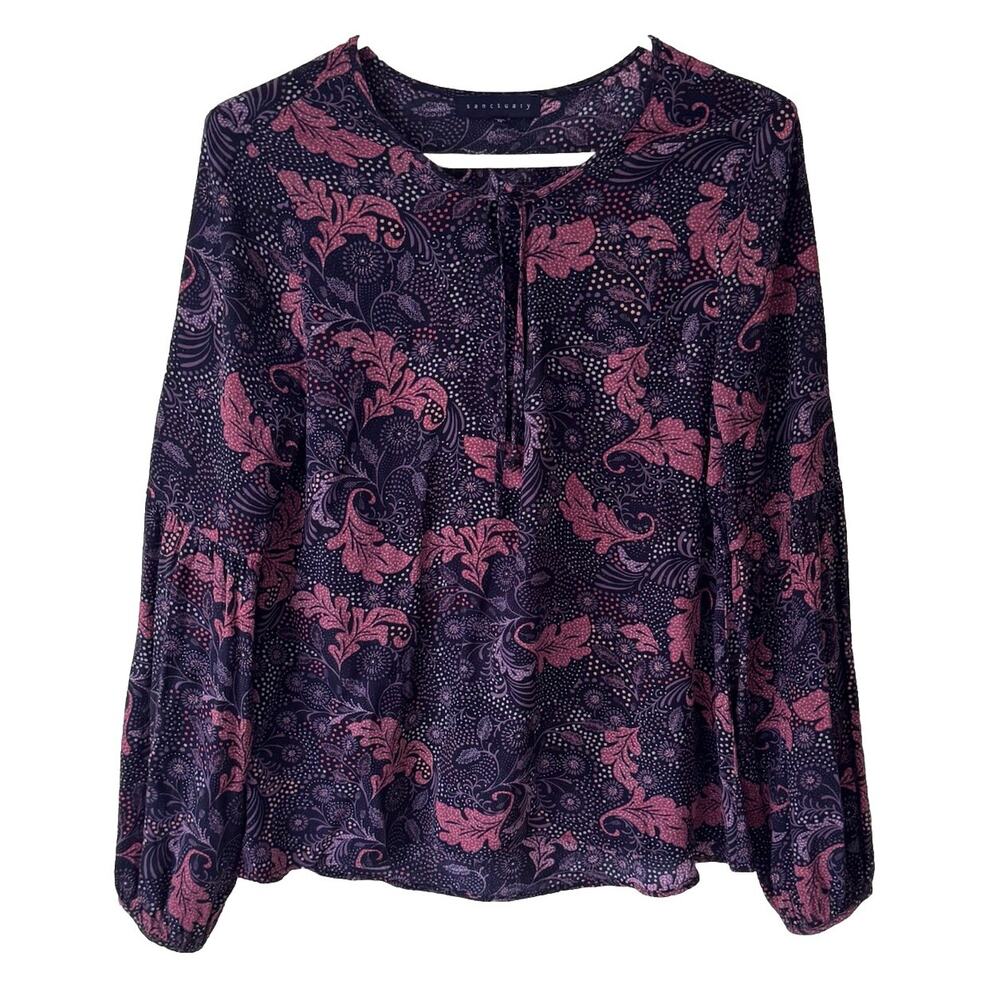 Anthropologie Sanctuary Women’s Boho Keyhole Blouse Size M Neutral Grunge Fall